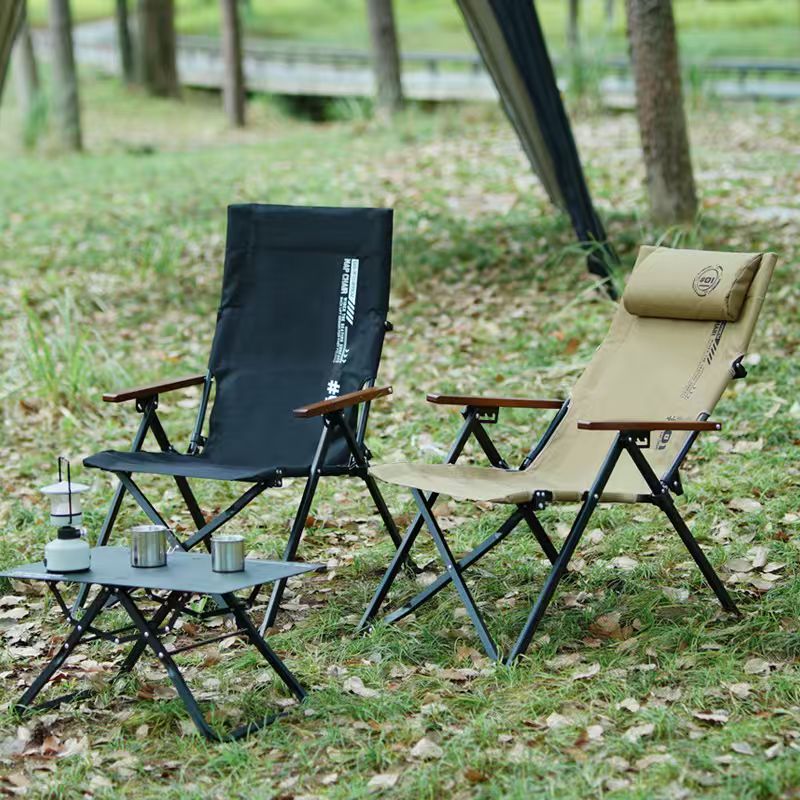 Woodworking Outdoor Furniture - Składane krzesło plażowe/kempingowe z wysokim oparciem,