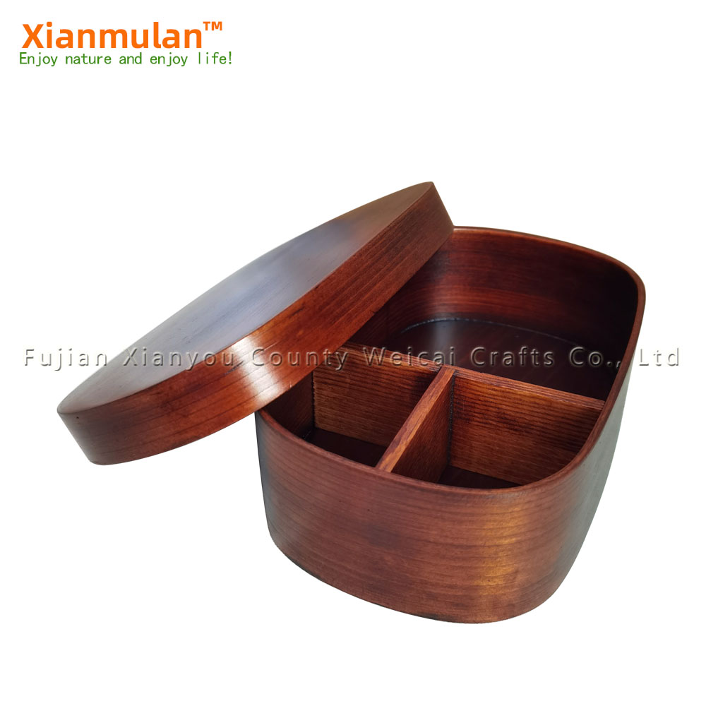 Woodworking In Japanese - Naturalne drewniane pudełko Bento Kwadratowe pudełko